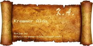 Kremmer Alda névjegykártya